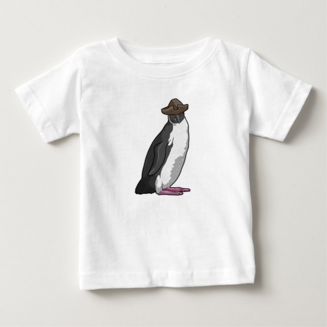 Penguin som Pirat med Hat T Shirt (Framsida)