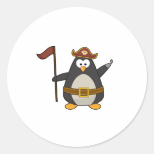 Penguin som Pirat med Pirat bälte och Hat Runt Klistermärke