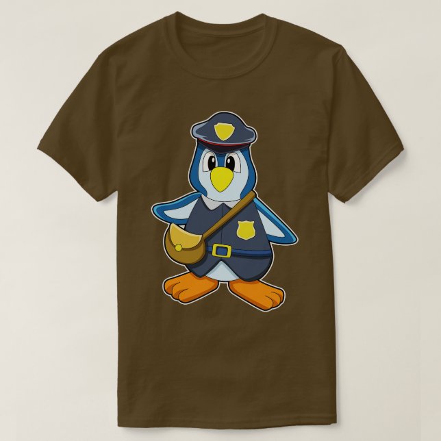 Penguin som polis med handväska t shirt (Design framsida)