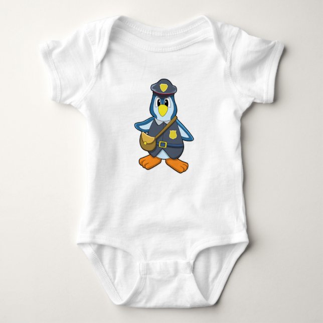 Penguin som polis med handväska t shirt (Framsida)
