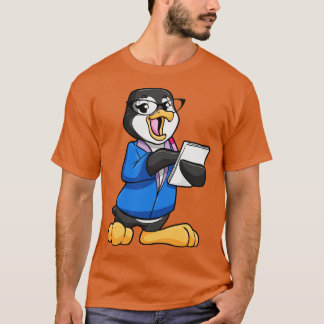 Penguin som sekreterare för Glass Pen och Note T Shirt