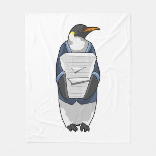 Penguin som sekreterare vid Stack of papper Fleecefilt