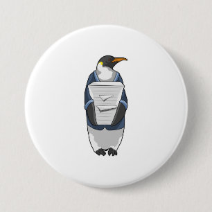 Penguin som sekreterare vid Stack of papper Knapp