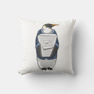 Penguin som sekreterare vid Stack of papper Kudde