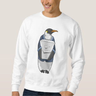 Penguin som sekreterare vid Stack of papper Lång Ärmad Tröja