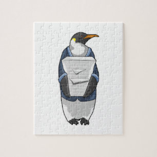Penguin som sekreterare vid Stack of papper Pussel