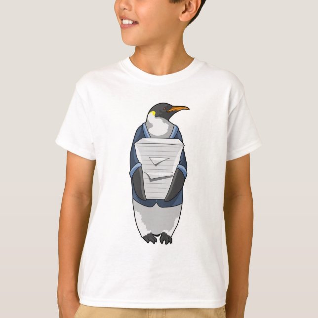 Penguin som sekreterare vid Stack of papper T Shirt (Framsida)