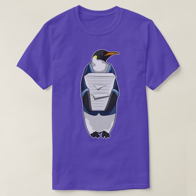 Penguin som sekreterare vid Stack of papper T Shirt (Design framsida)