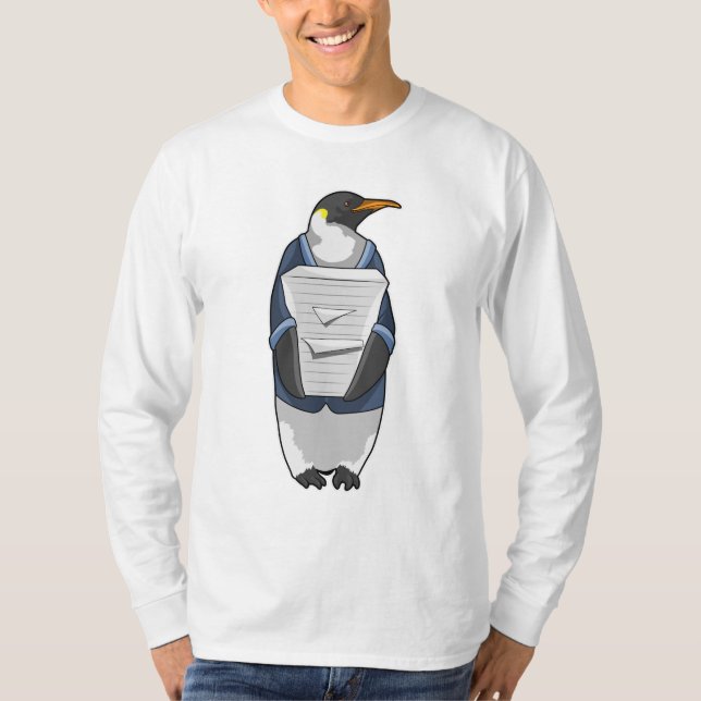 Penguin som sekreterare vid Stack of papper T Shirt (Framsida)
