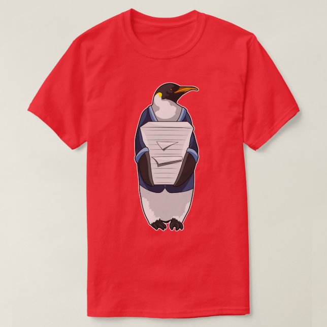 Penguin som sekreterare vid Stack of papper T Shirt (Design framsida)