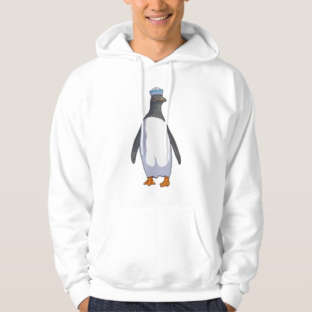 Penguin som sjöman med hatt hoodie (Framsida)