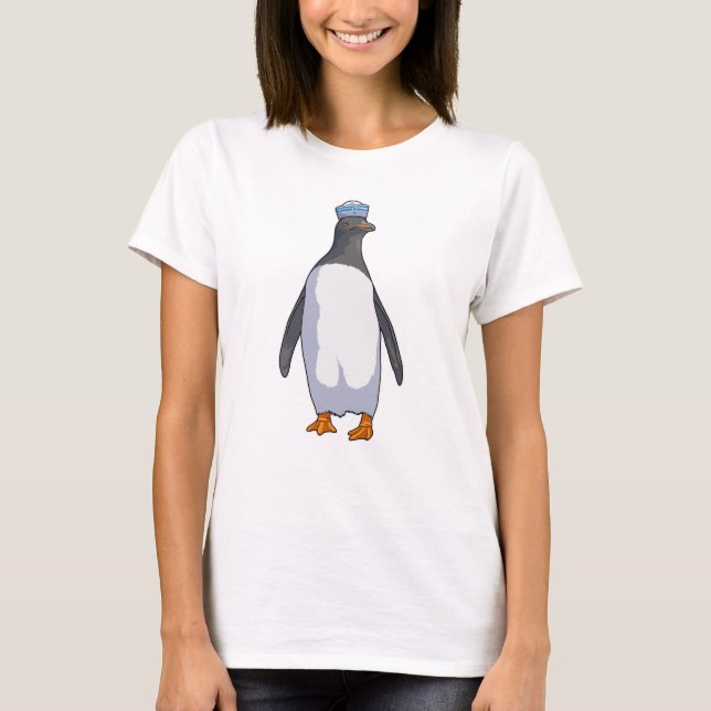 Penguin som sjöman med hatt t shirt (Framsida)