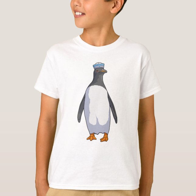 Penguin som sjöman med hatt t shirt (Framsida)