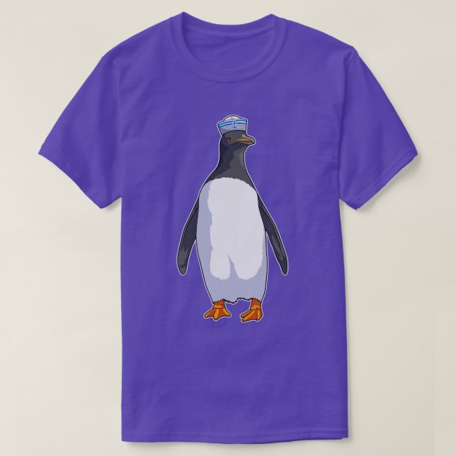 Penguin som sjöman med hatt t shirt (Design framsida)