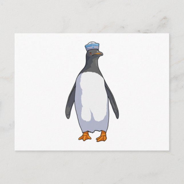 Penguin som sjöman med hatt vykort (Framsida)