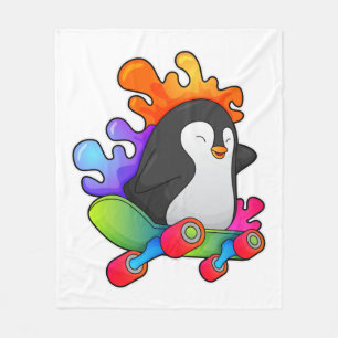 Penguin som Skater med Skateboard Fleecefilt