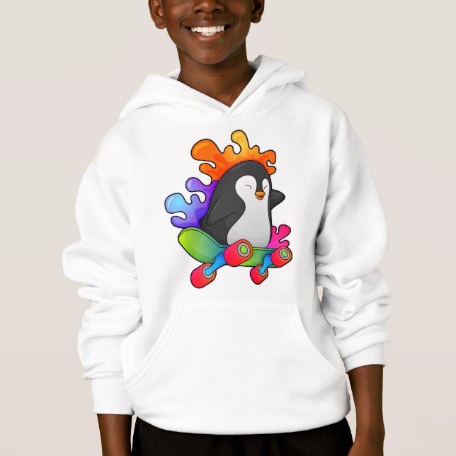 Penguin som Skater med Skateboard T Shirt (Framsida)