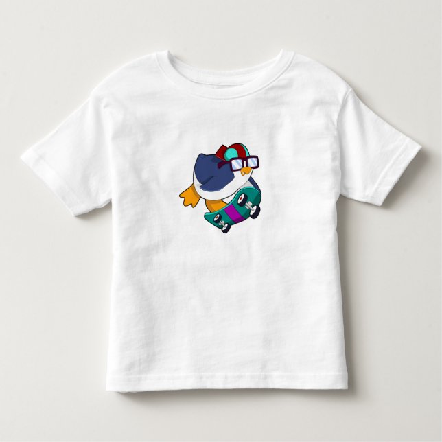 Penguin som Skater med Skateboard T Shirt (Framsida)