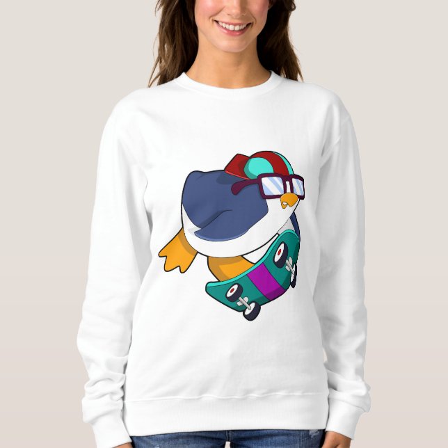 Penguin som Skater med Skateboard T Shirt (Framsida)
