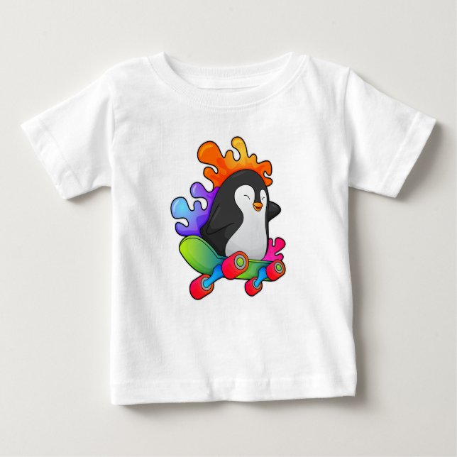Penguin som Skater med Skateboard T Shirt (Framsida)