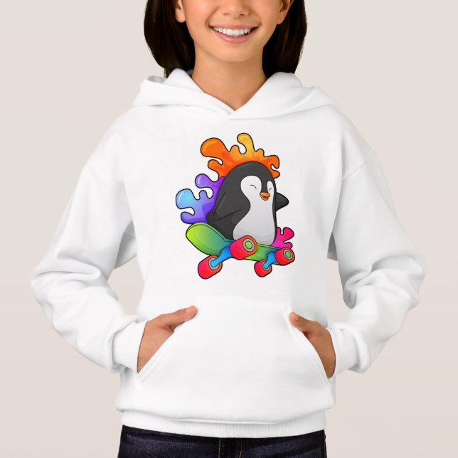 Penguin som Skater med Skateboard T Shirt (Framsida)
