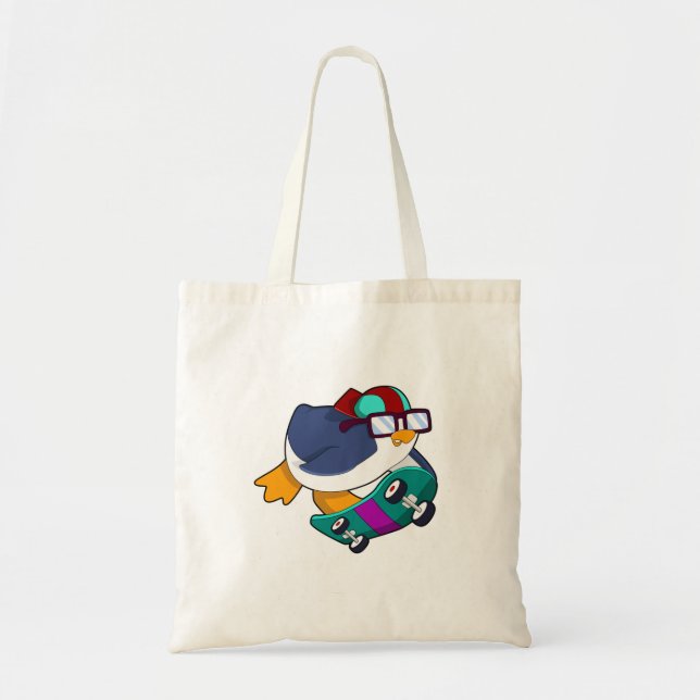 Penguin som Skater med Skateboard Tygkasse (Framsidan)