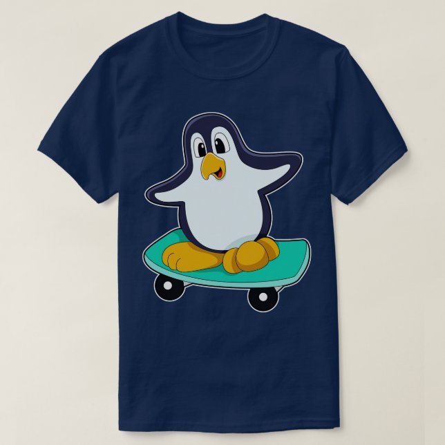 Penguin som Skater på Skateboard T Shirt (Design framsida)