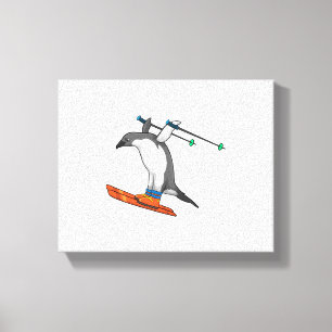 Penguin som Ski jumper med Ski Canvastryck