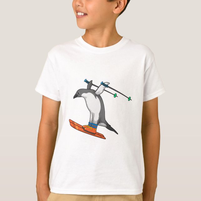 Penguin som Ski jumper med Ski T Shirt (Framsida)
