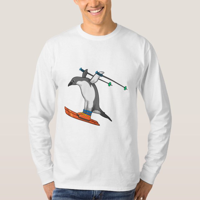 Penguin som Ski jumper med Ski T Shirt (Framsida)