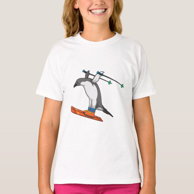 Penguin som Ski jumper med Ski T Shirt (Framsida)
