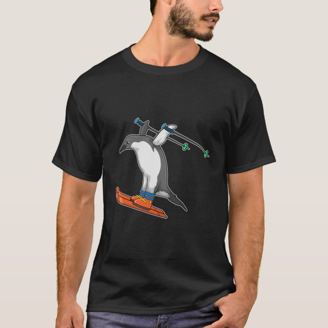 Penguin som Ski jumper med Ski T Shirt (Framsida)