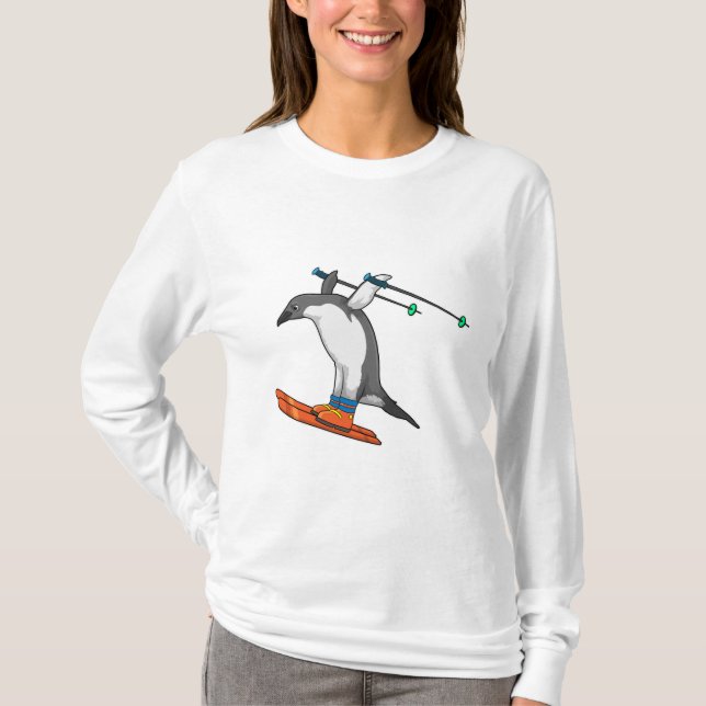 Penguin som Ski jumper med Ski T Shirt (Framsida)