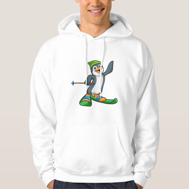 Penguin som Skier med skal och tak Hoodie (Framsida)