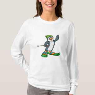 Penguin som Skier med skal och tak T Shirt