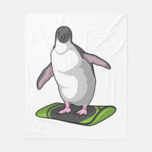 Penguin som Snowboarder med Snowboard Fleecefilt