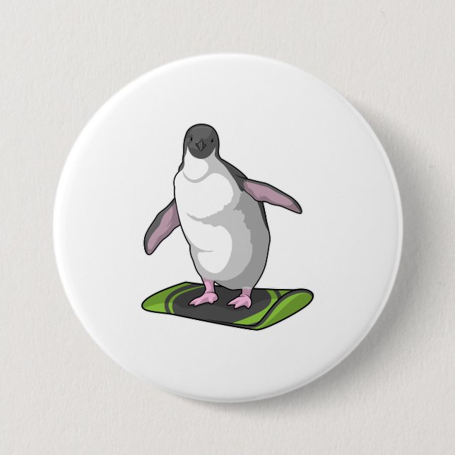 Penguin som Snowboarder med Snowboard Knapp (Framsida)
