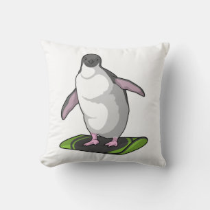 Penguin som Snowboarder med Snowboard Kudde