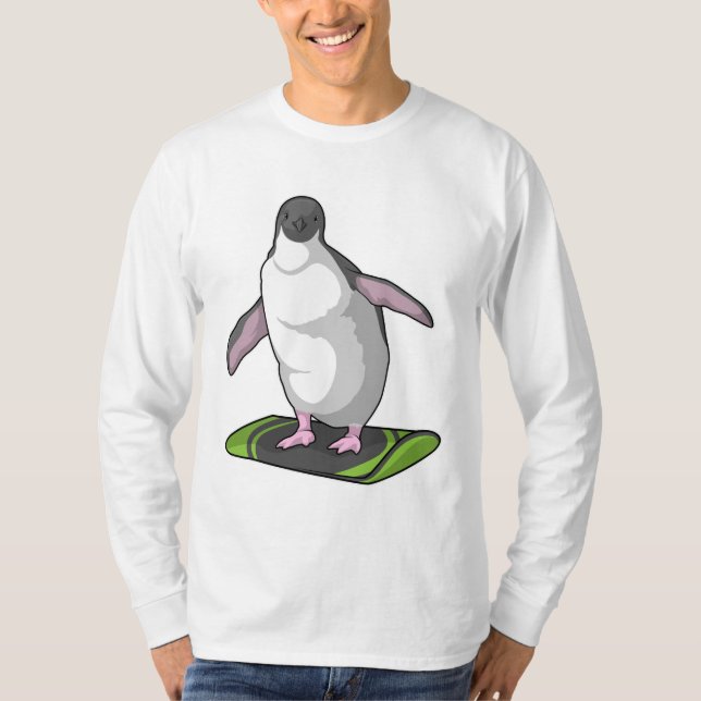 Penguin som Snowboarder med Snowboard T Shirt (Framsida)