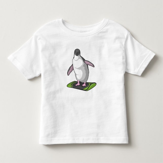 Penguin som Snowboarder med Snowboard T Shirt (Framsida)