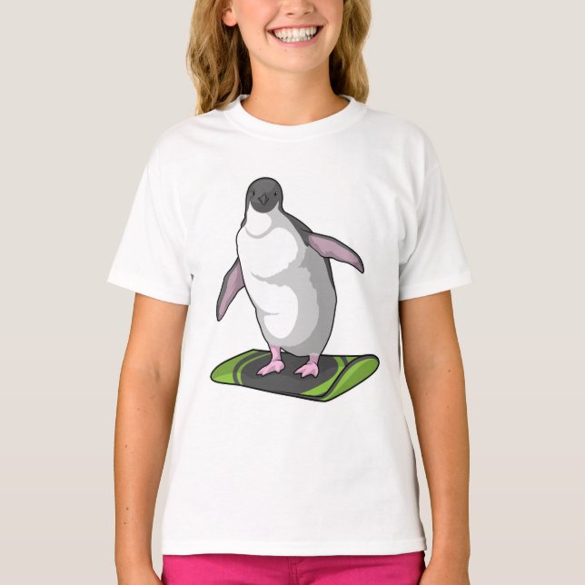 Penguin som Snowboarder med Snowboard T Shirt (Framsida)