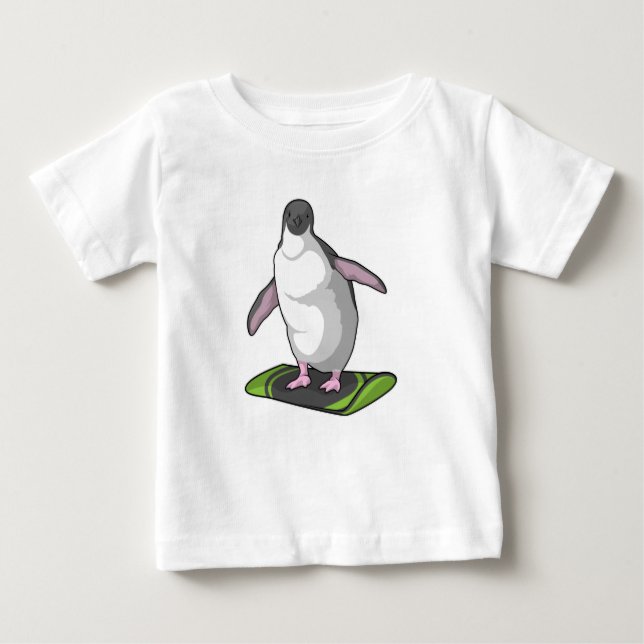 Penguin som Snowboarder med Snowboard T Shirt (Framsida)