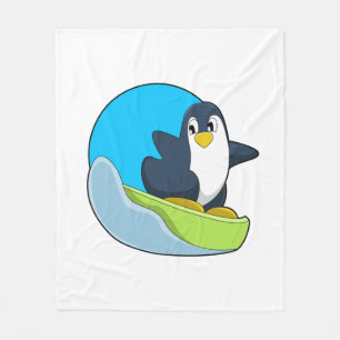 Penguin som Snowboarder med Sonowboard.PNG Fleecefilt