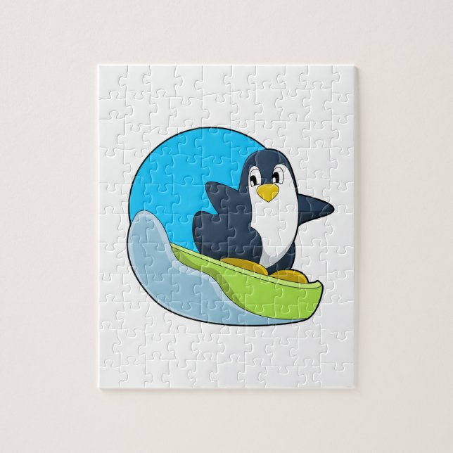 Penguin som Snowboarder med Sonowboard.PNG Pussel (Vertikal)
