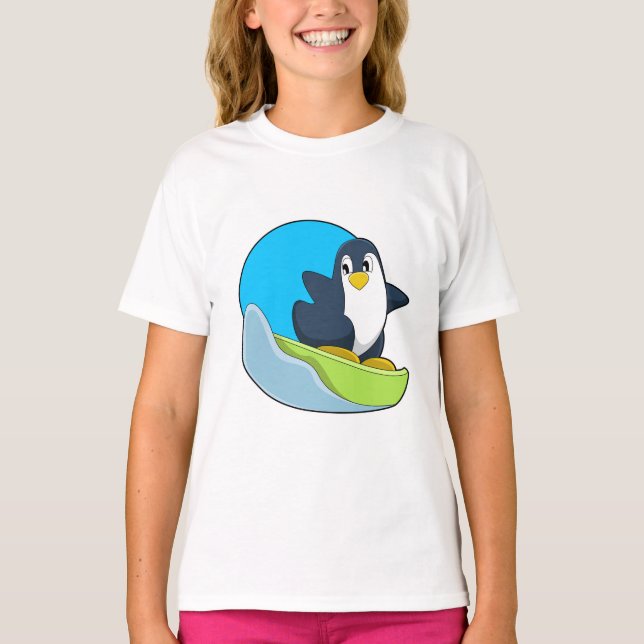 Penguin som Snowboarder med Sonowboard.PNG T Shirt (Framsida)