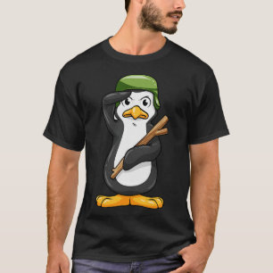 Penguin som soldat med Helmet och militär Salute T Shirt