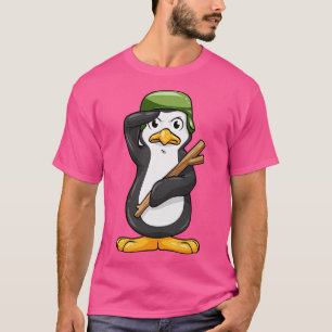 Penguin som soldat med Helmet och militär Salute T Shirt