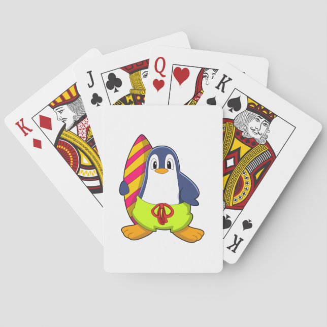 Penguin som Surfer med Surfboard Casinokort (Baksidan)