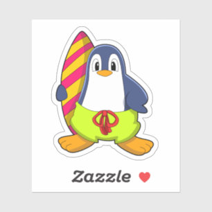 Penguin som Surfer med Surfboard Klistermärken