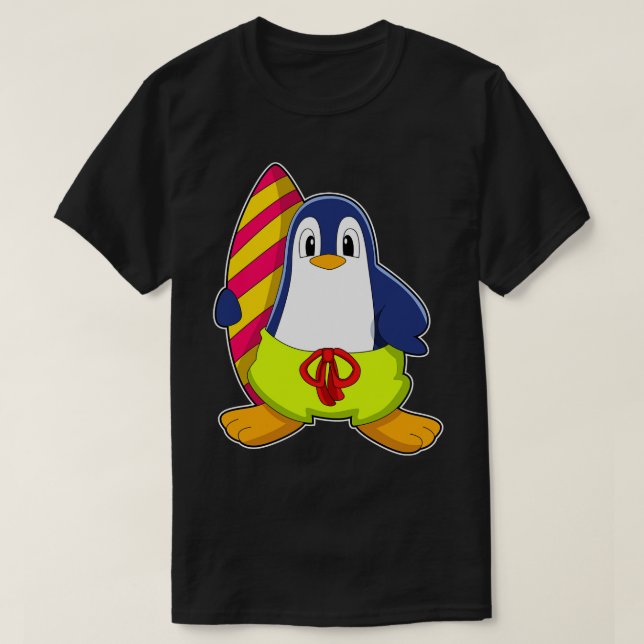 Penguin som Surfer med Surfboard T Shirt (Design framsida)